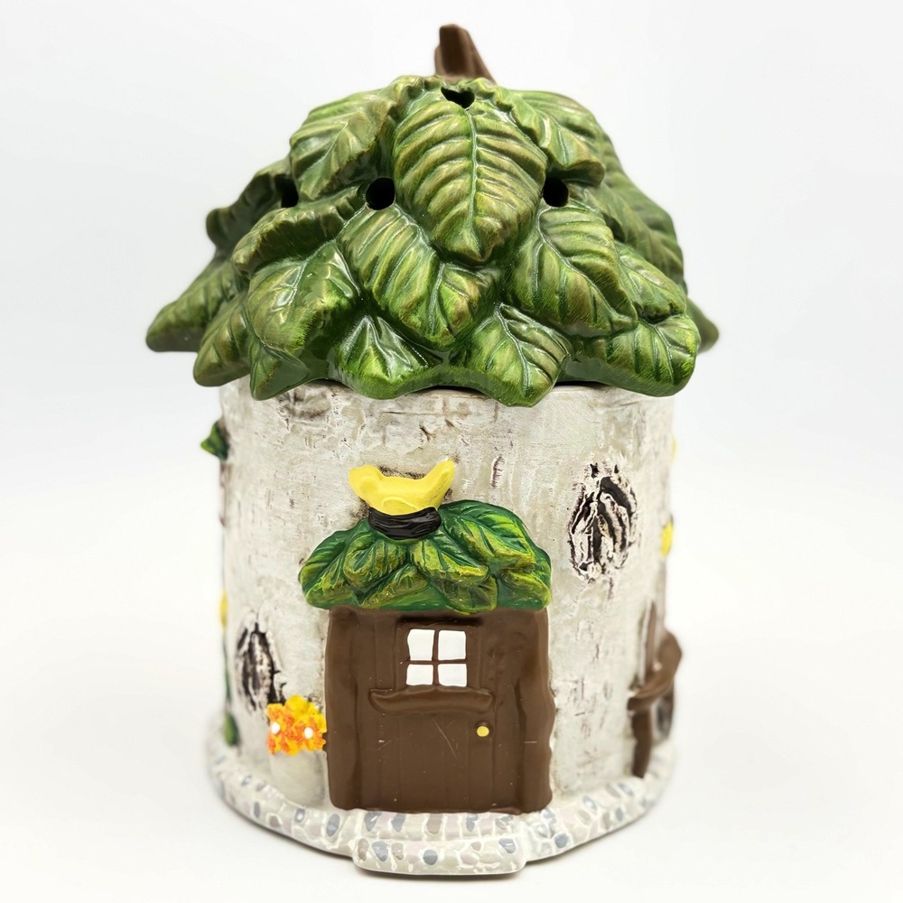 Scentsy Fairytale Cottage Electric Wax Warmer Birch‎ Tree House Leaf Lid Retired